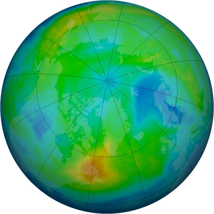 Arctic ozone map for 09 November 2003